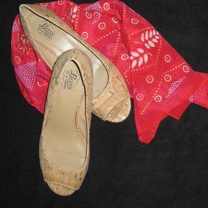 BASS Makenna Cork exterior Open Toe Wedge Slip Ons ~ Size 8.5 M - New w/o Box